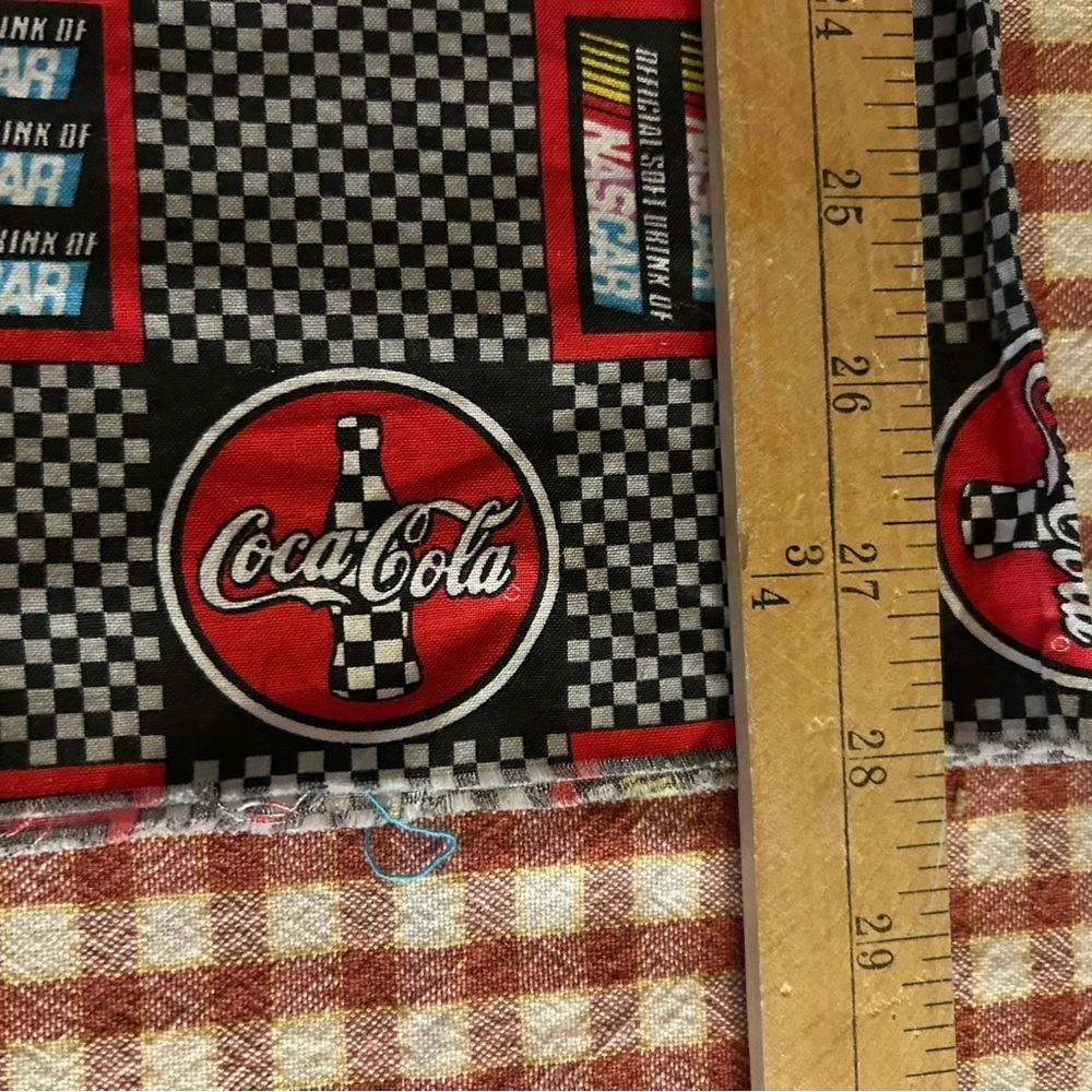 NASCAR Coca Cola Auto Racing Fabric 27 1/2” And 43” Wide - Picture 5 of 6